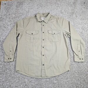 CC FILSON Men's Large Safari Guide Cloth Canvas Button Shirt Top Khaki